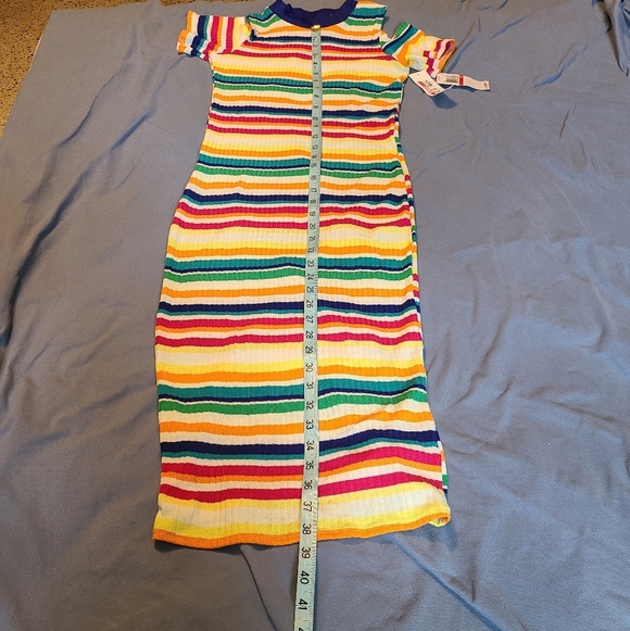 Edit by Seventeen Juniors bodycon striped maxi dress XS cold shoulder NWT - Picture 10 of 10